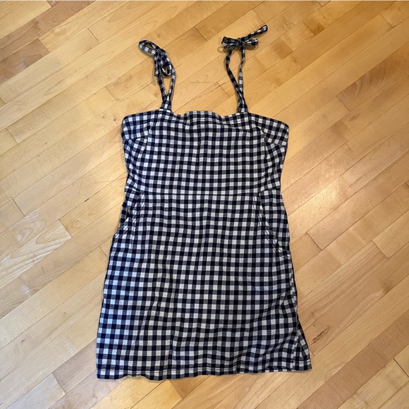 Express Navy Gingham Dress - Picture 1 of 5